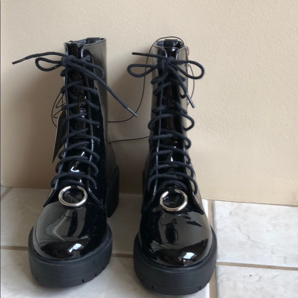 Black Faux Patent Leather boots